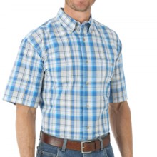 34%OFF メンズワークシャツ ラングラー険しいはブルーリッジチェック柄のシャツを着用 - （男性用）半袖 Wrangler Rugged Wear Blue Ridge Plaid Shirt - Short Sleeve (For Men)画像